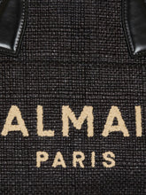 Balmain Track Raffia Tote Bag Black
