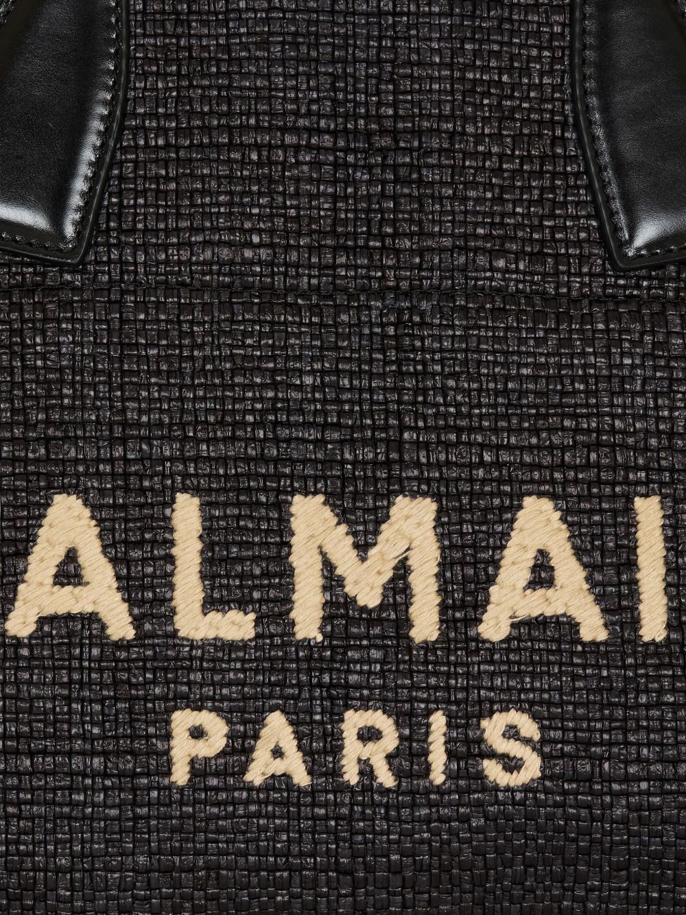 Balmain Track Raffia Tote Bag Black