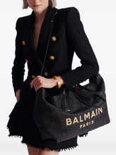 Balmain Track Raffia Tote Bag Black