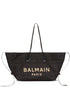 Balmain Track Raffia Tote Bag Black