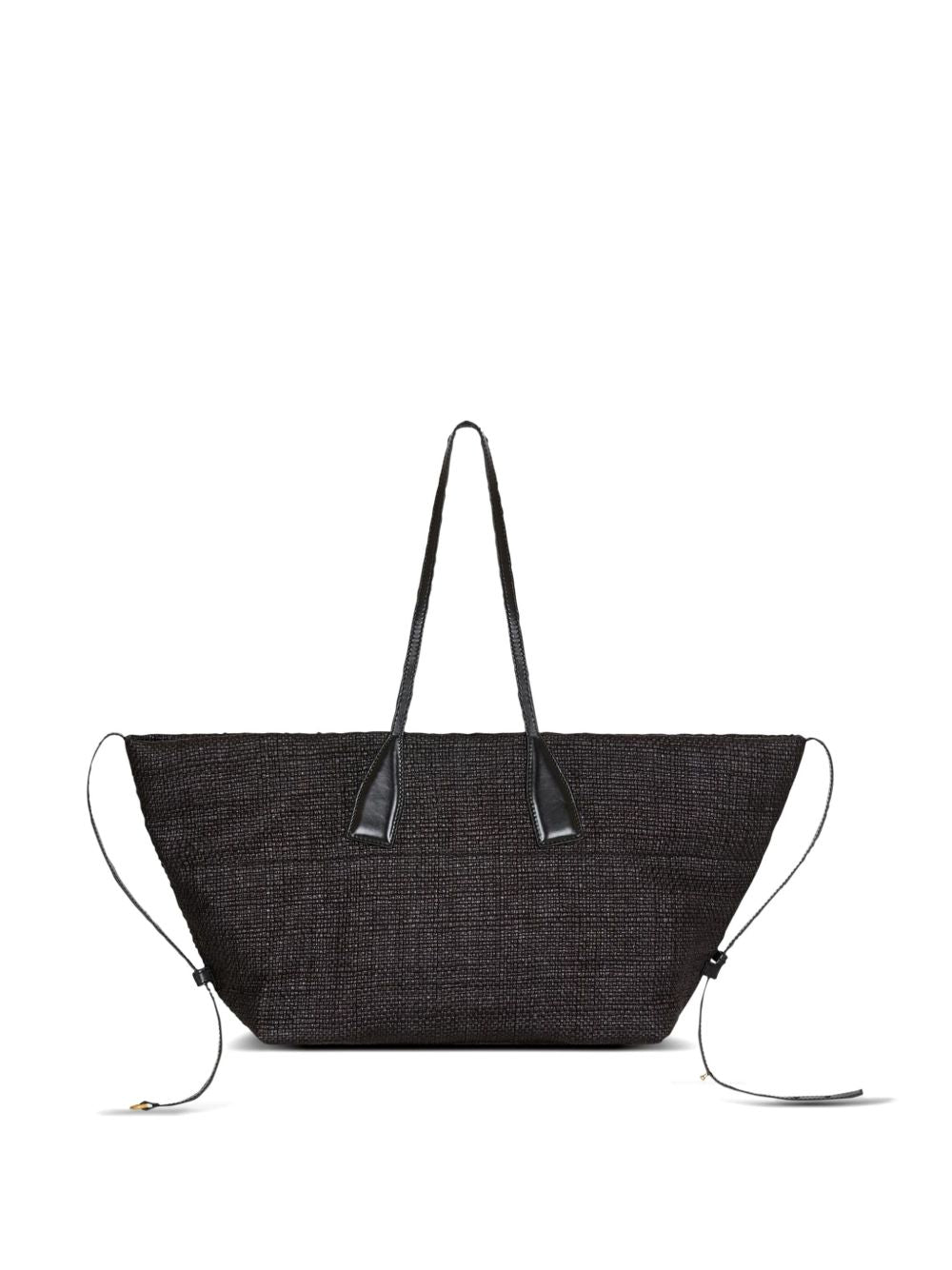 Balmain Track Raffia Tote Bag Black