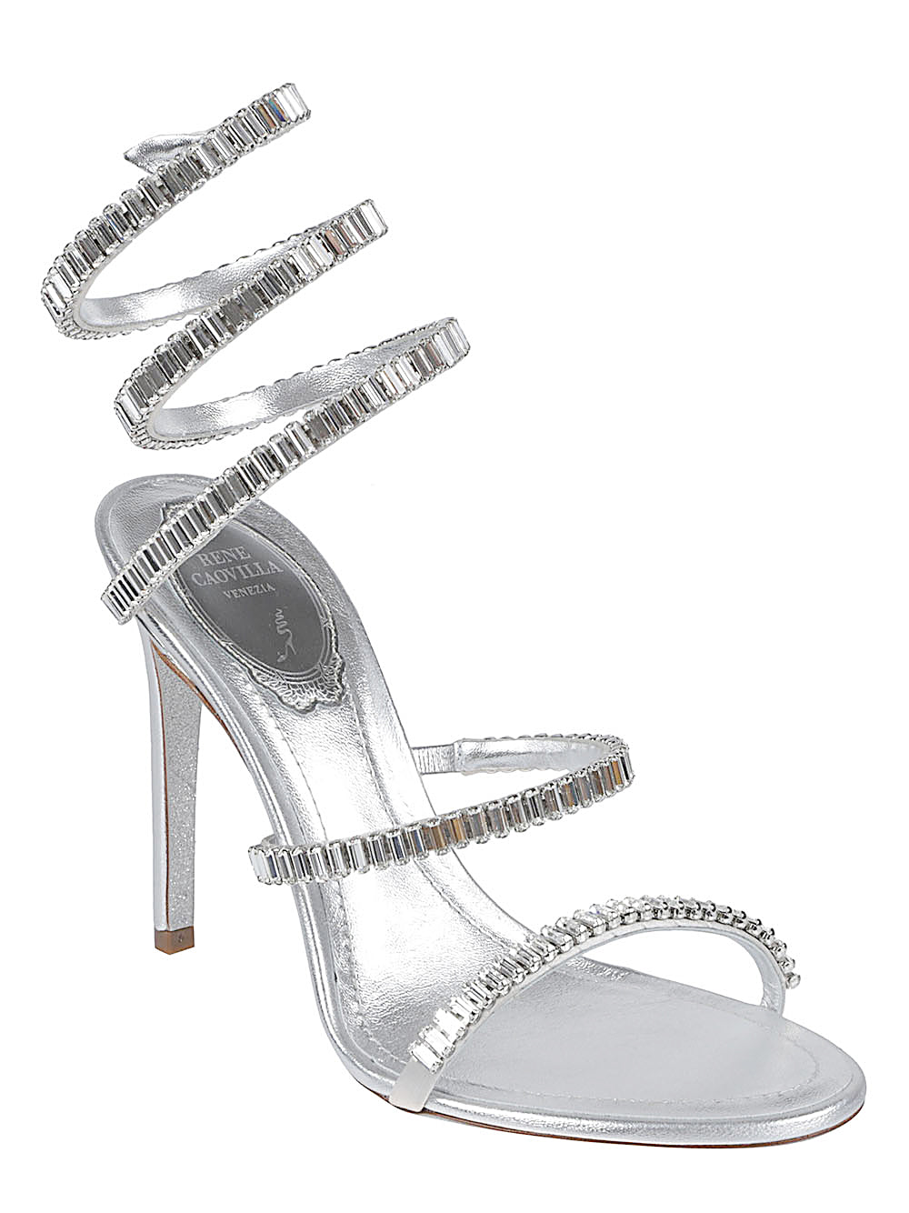 René Caovilla Cleo Spark Embellished Sandals Silver silver