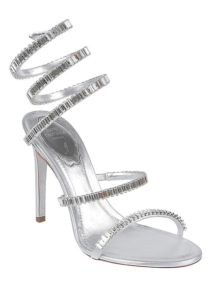 René Caovilla Cleo Spark Embellished Sandals Silver silver