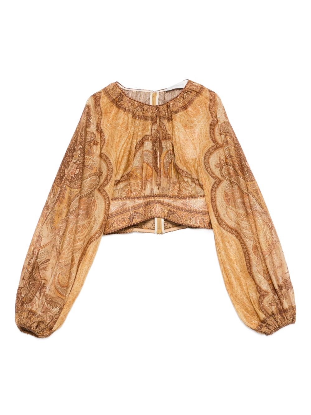 Zimmermann Paisley Balloon Sleeve Crop Beige
