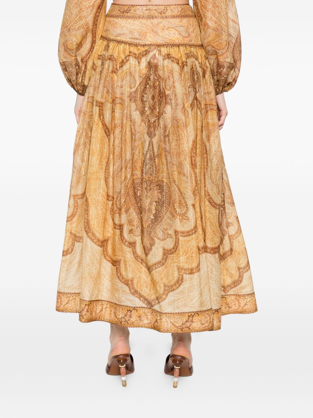 Zimmermann Wanderlust Paisley Maxi Skirt Beige
