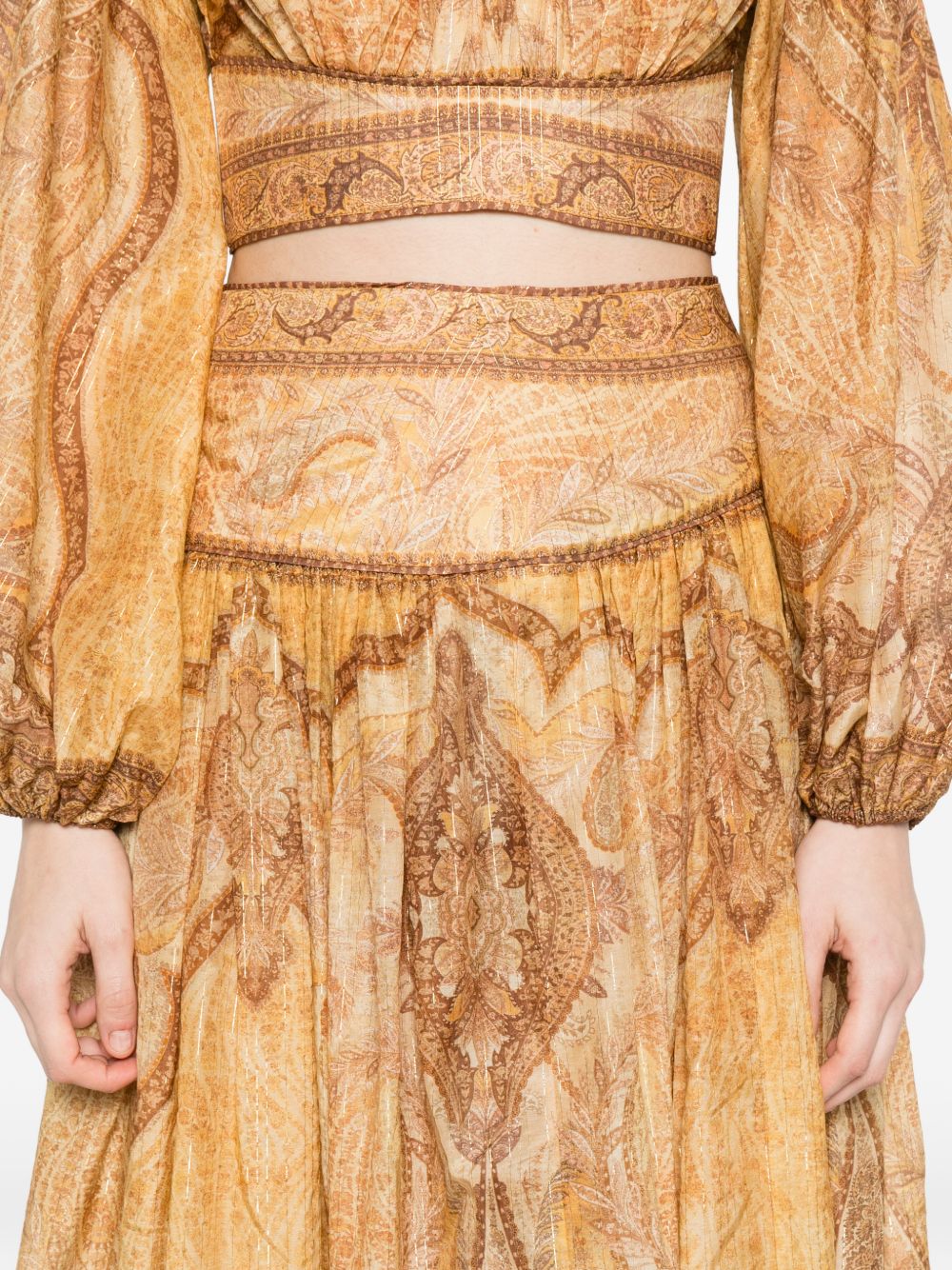 Zimmermann Wanderlust Paisley Maxi Skirt Beige