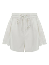 Zimmermann Embroidered Scalloped Cotton Shorts Ivory