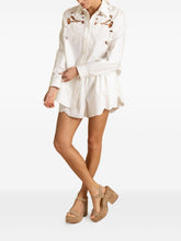 Zimmermann Embroidered Scalloped Cotton Shorts Ivory
