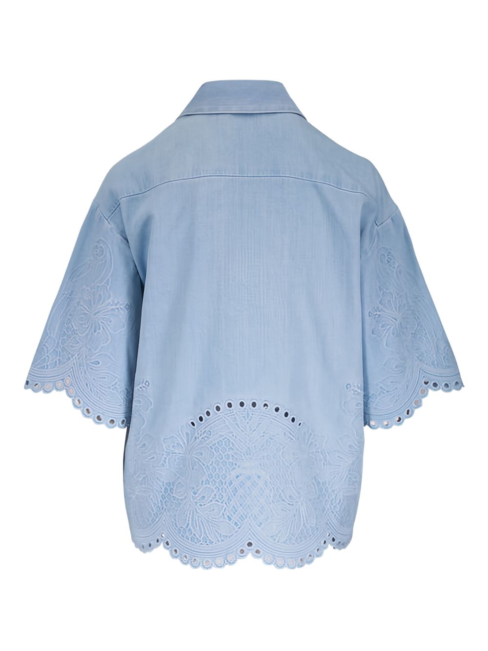 Zimmermann Embroidered Denim Shirt Clear Blue