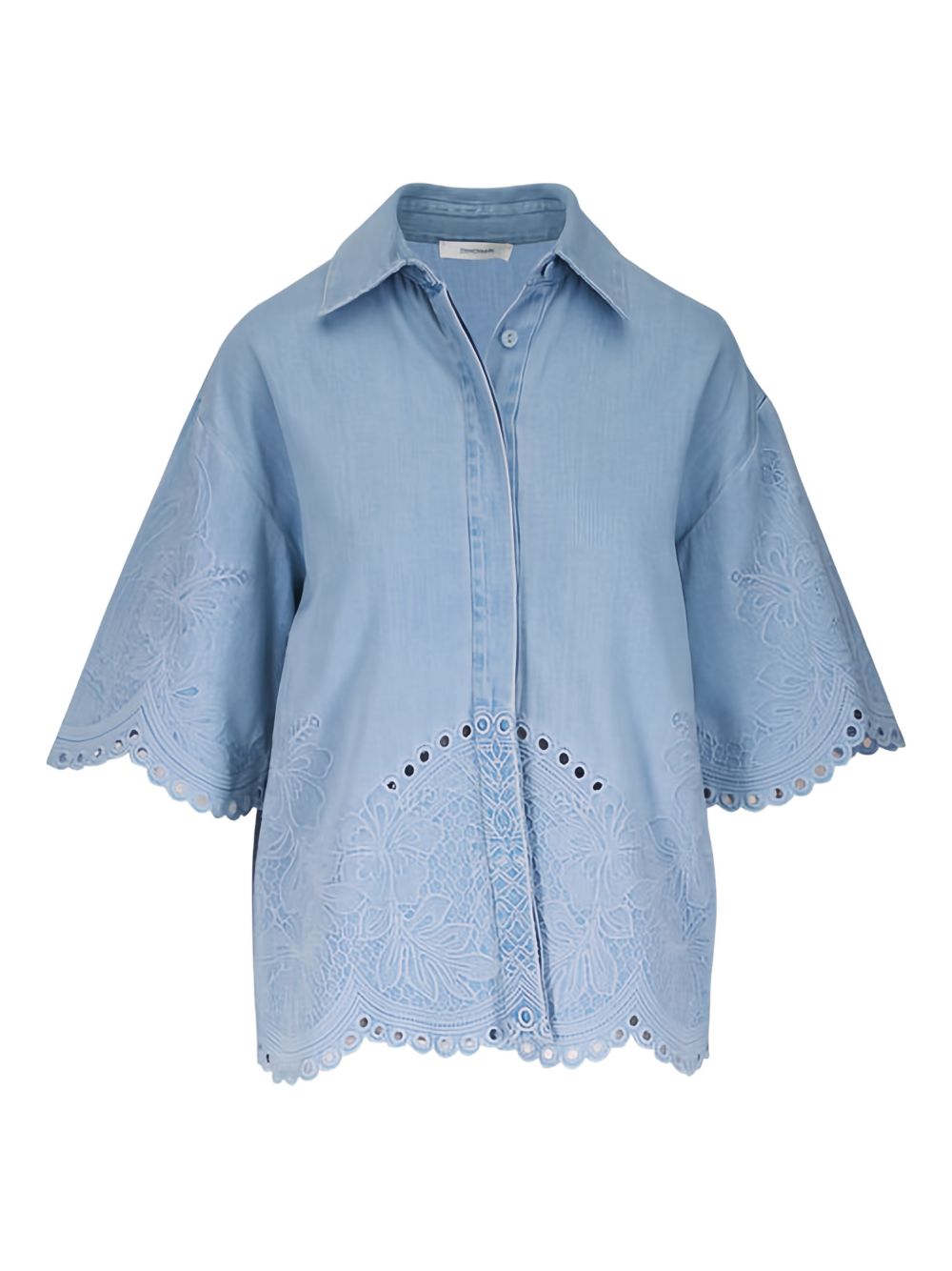 Zimmermann Embroidered Denim Shirt Clear Blue