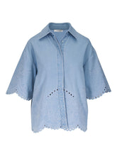 Zimmermann Embroidered Denim Shirt Clear Blue