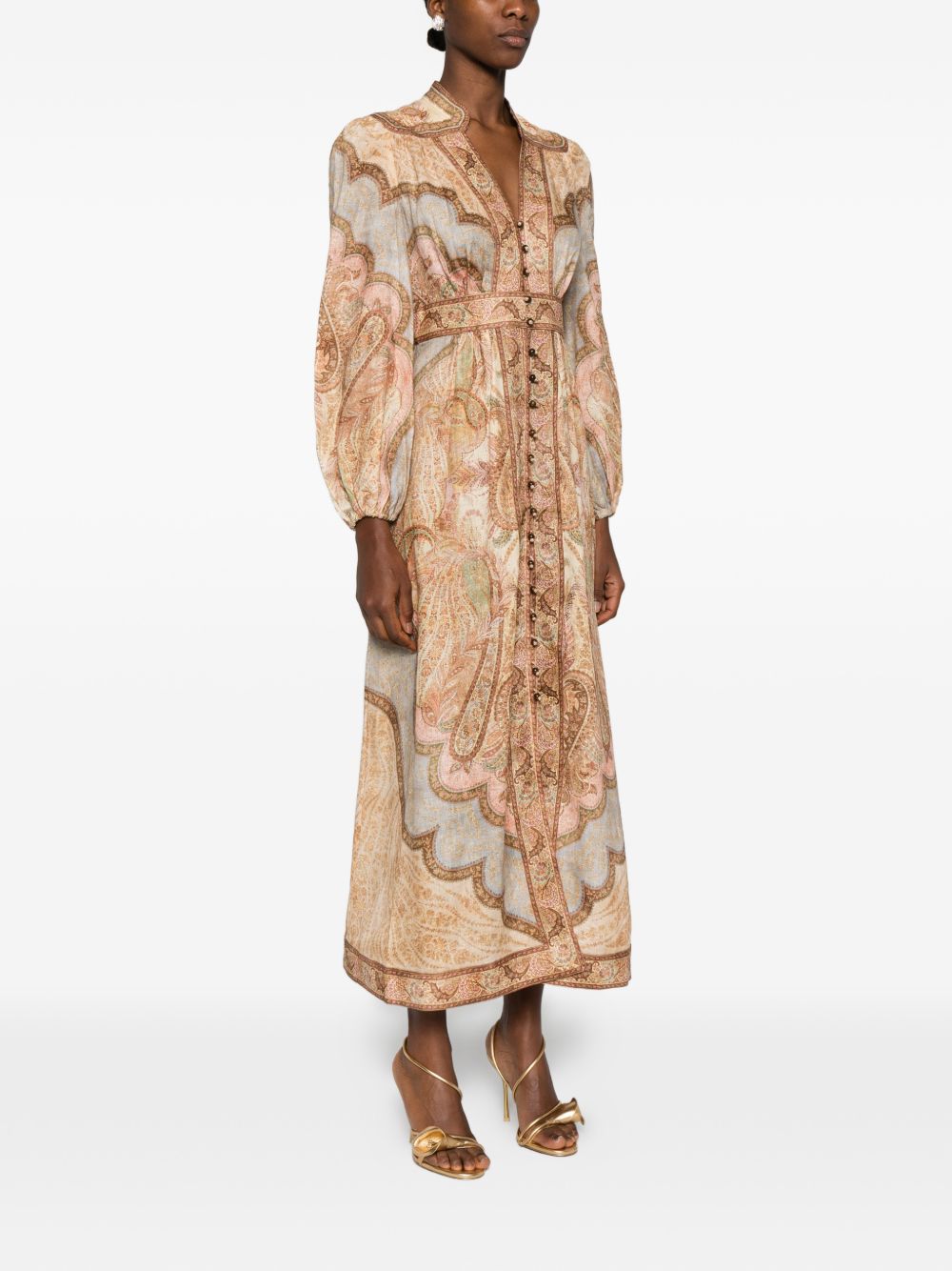 Zimmermann Wanderlust Linen Midi Dress Beige