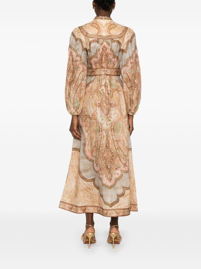 Zimmermann Wanderlust Linen Midi Dress Beige