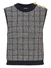 Balmain Tweed Silk Tank Top Black