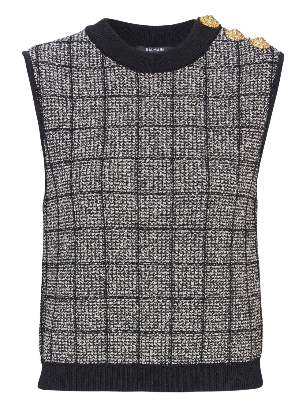 Balmain Tweed Silk Tank Top Black