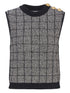 Balmain Tweed Silk Tank Top Black
