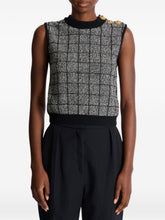 Balmain Tweed Silk Tank Top Black