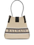 balmain canvas leather bucket bag beige