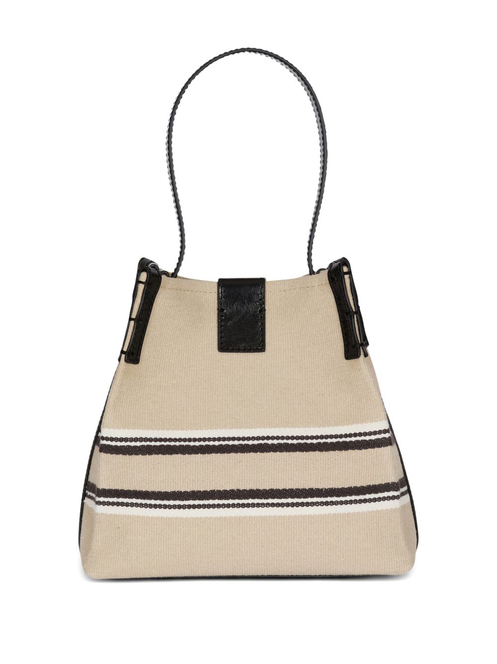 balmain canvas leather bucket bag beige