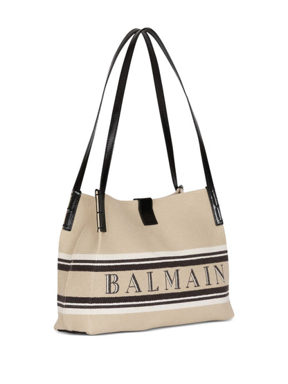 Balmain Release Small Canvas Tote Beige