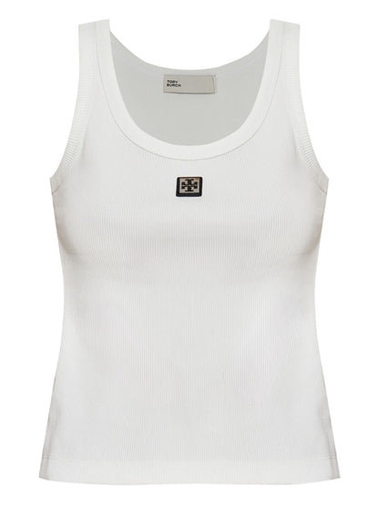 Tory Burch Scoop Neck Cotton Tank White