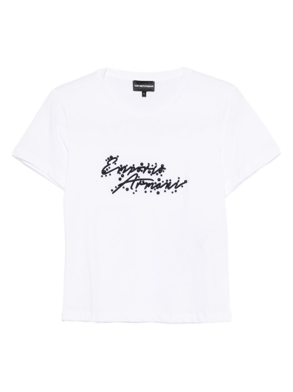 emporio armani logo cotton crewneck t-shirt white