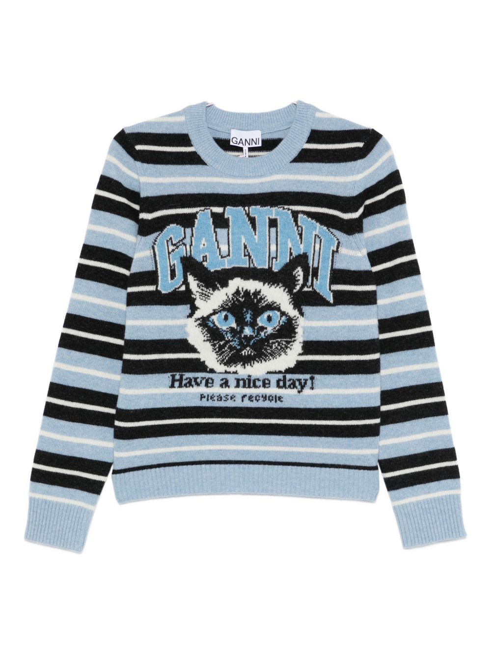 Ganni Wool crewneck sweater LIGHT BLUE