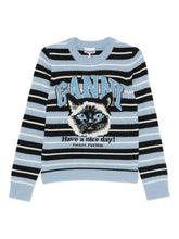 Ganni Wool crewneck sweater LIGHT BLUE