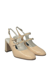 Carel Paris Patent Block Heel Slingbacks Beige