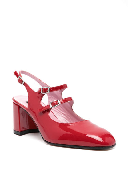 Carel Paris Patent Block Heel Slingbacks Red
