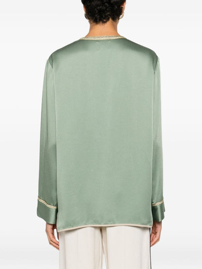 Forte Forte Patch-Pocket Tie Jacket Green