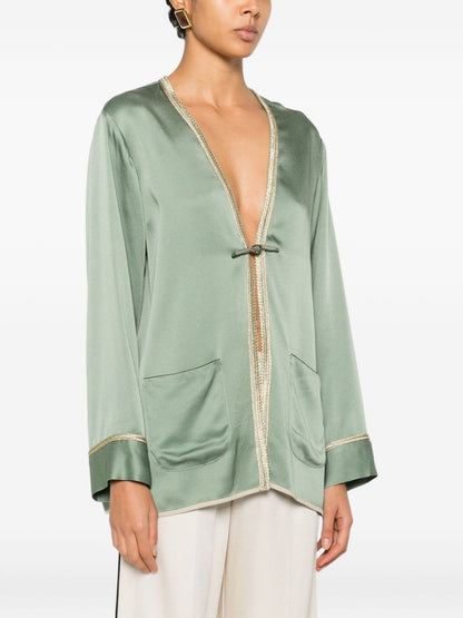 Forte Forte Patch-Pocket Tie Jacket Green