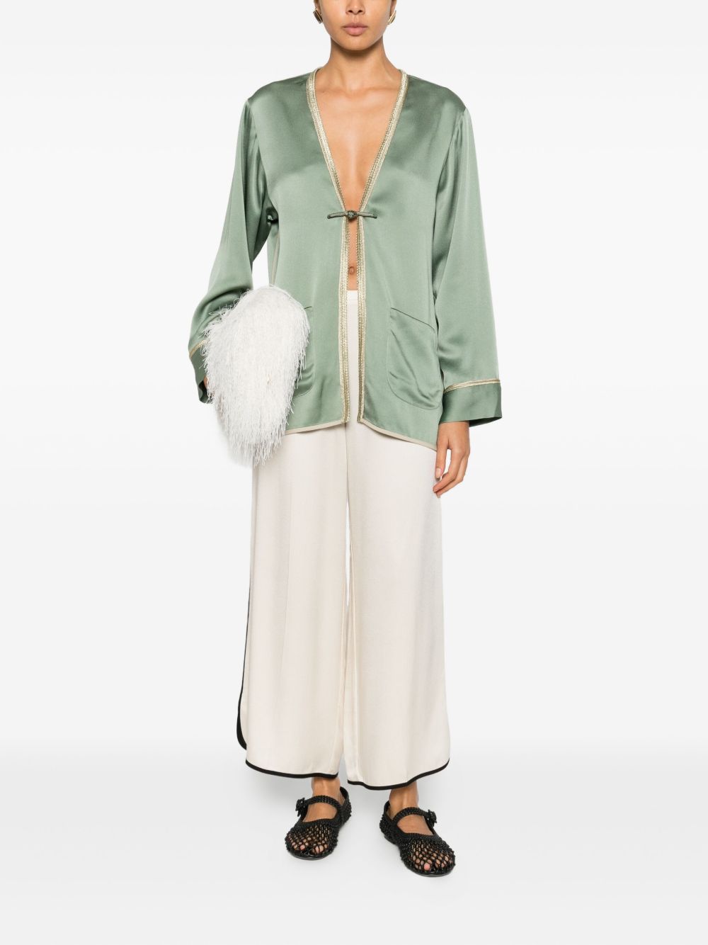 Forte Forte Patch-Pocket Tie Jacket Green