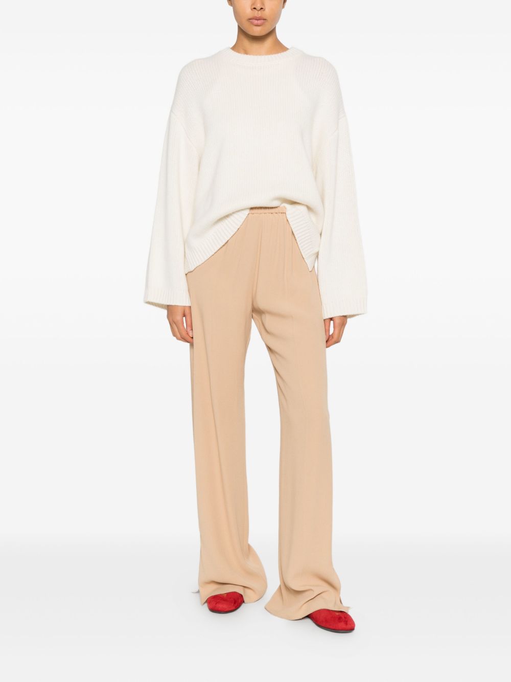 Forte Forte Elastic Waist Wide-Leg Trousers Beige