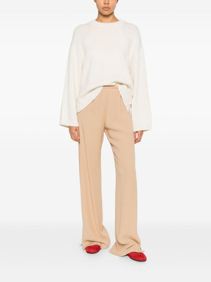 Forte Forte Elastic Waist Wide-Leg Trousers Beige