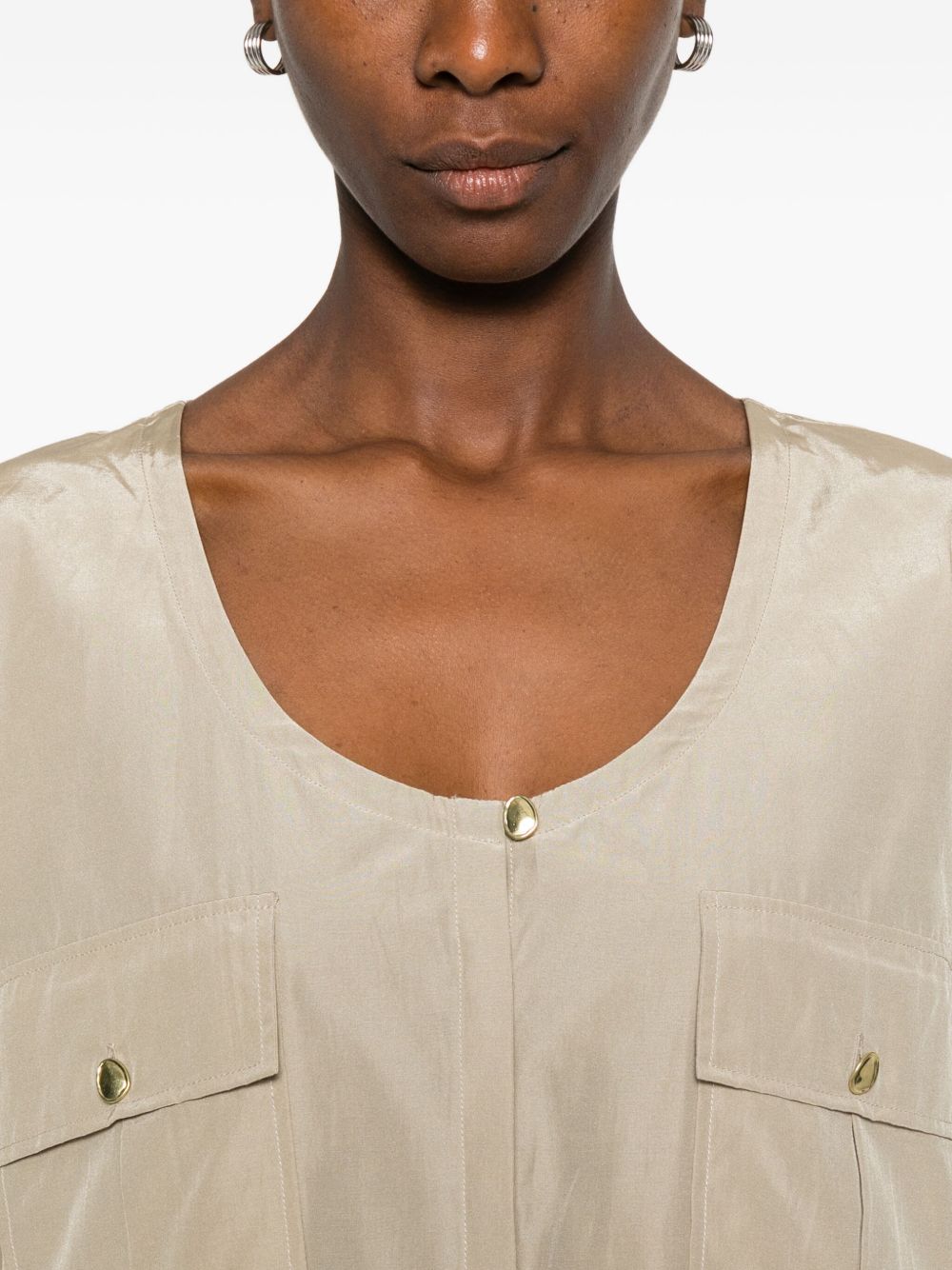 Forte Forte Buttoned Flap Pocket Shirt Beige