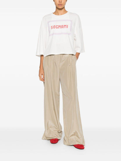 Forte Forte Tapered Belted Trousers Beige