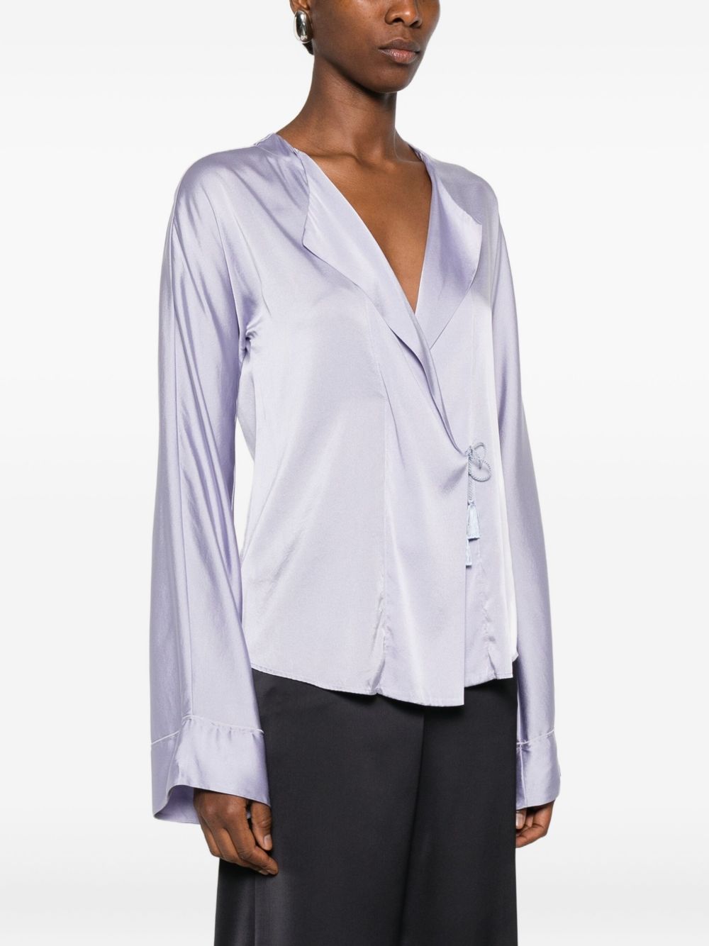 Forte Forte Silk Satin Tie Shirt Lilac lilac