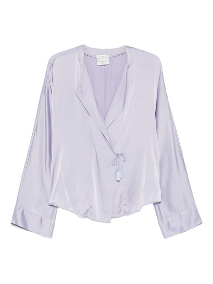 Forte Forte Silk Satin Tie Shirt Lilac lilac