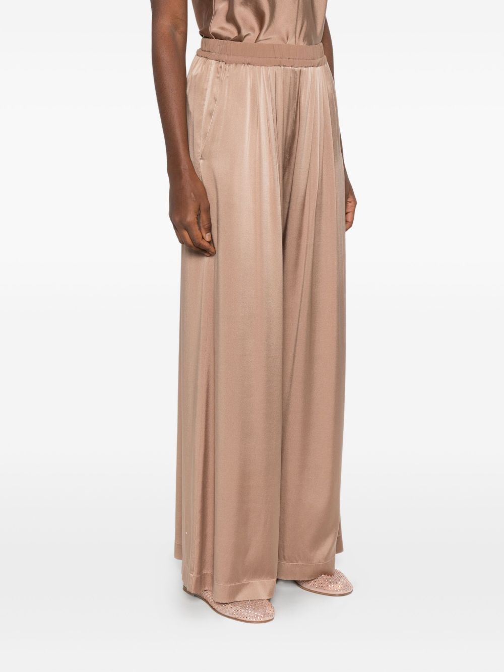 Forte Forte Satin Elasticated Waist Trousers Brown brown
