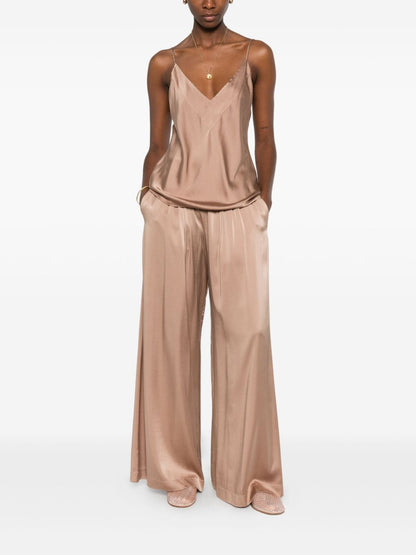 Forte Forte Satin Elasticated Waist Trousers Brown brown