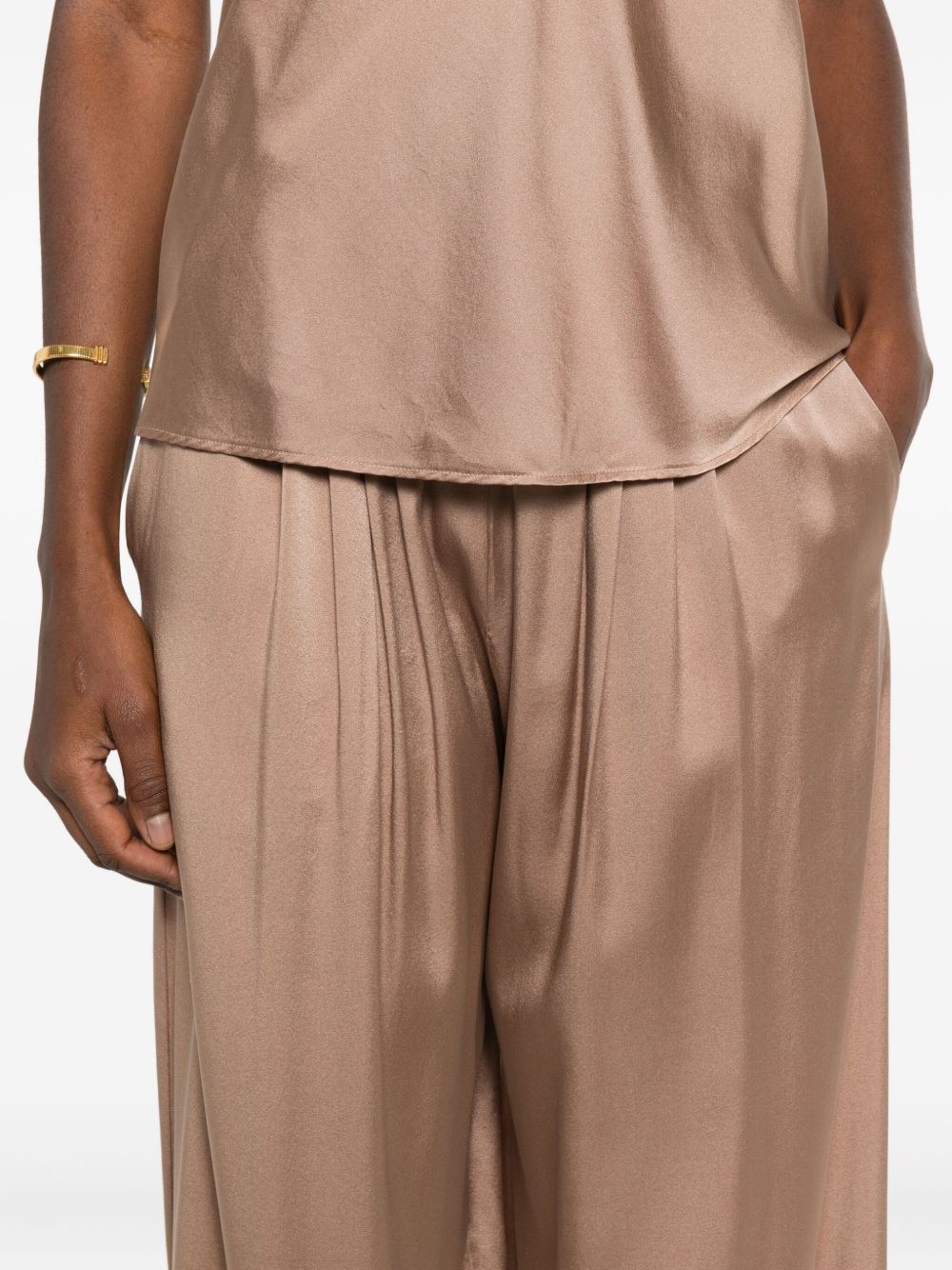 Forte Forte Satin Elasticated Waist Trousers Brown brown