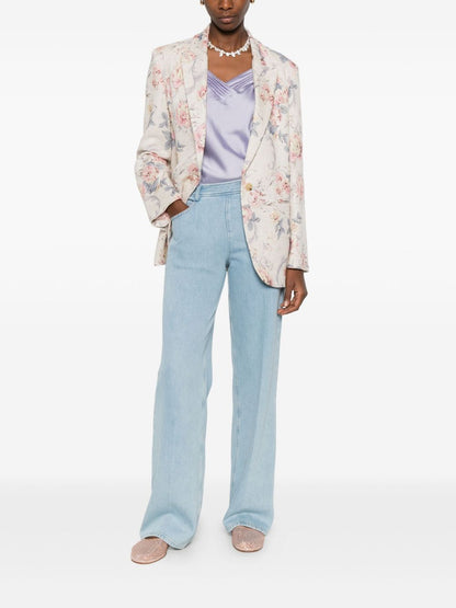 Forte Forte Silk Satin Bodysuit Lilac lilac