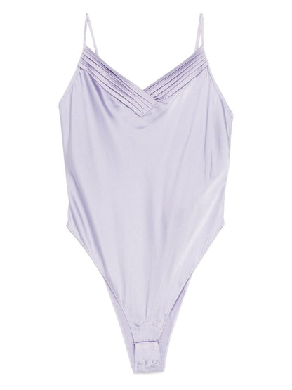 Forte Forte Silk Satin Bodysuit Lilac lilac