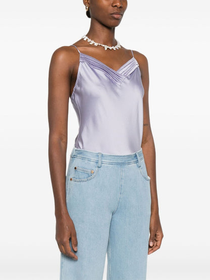 Forte Forte Silk Satin Bodysuit Lilac lilac