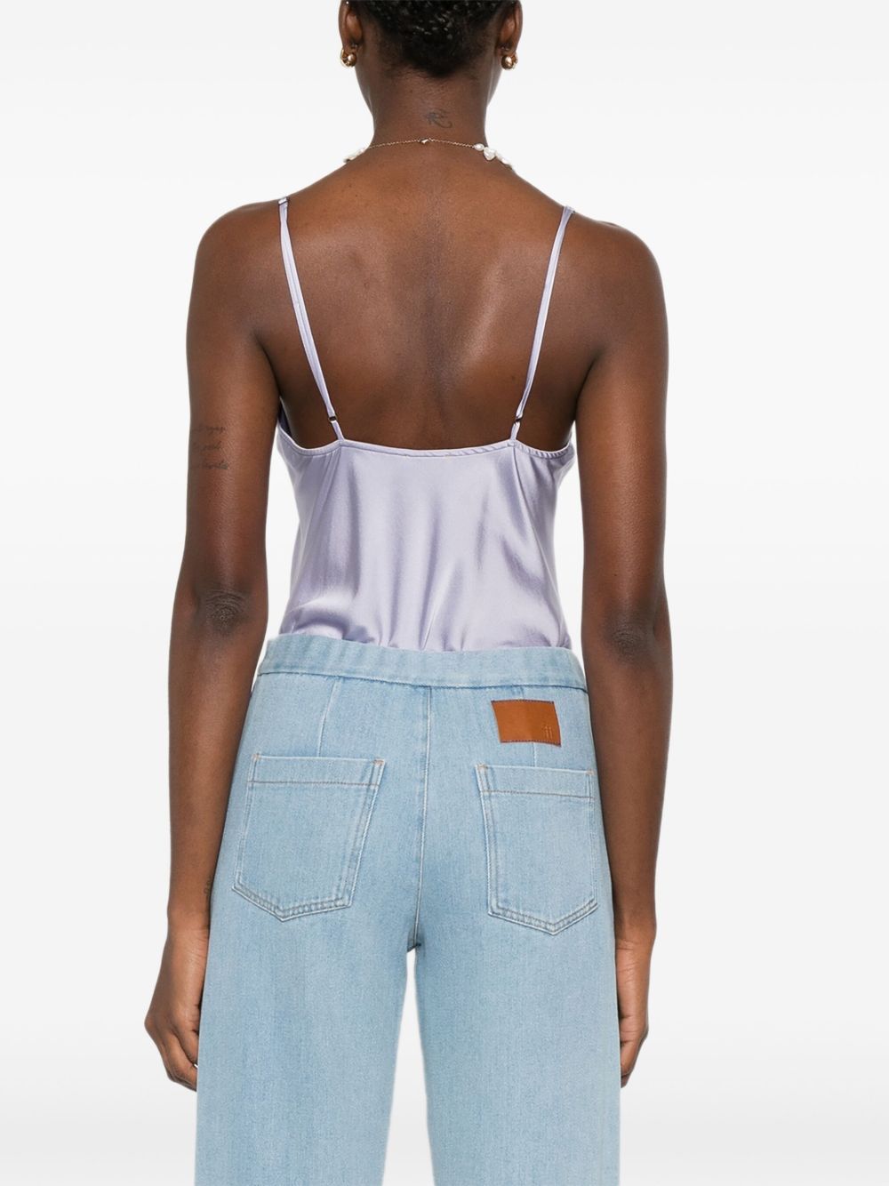 Forte Forte Silk Satin Bodysuit Lilac lilac