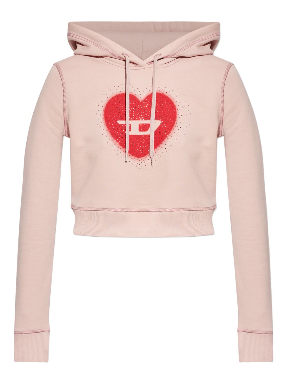 Diesel Heart Print Cotton Hoodie Powder