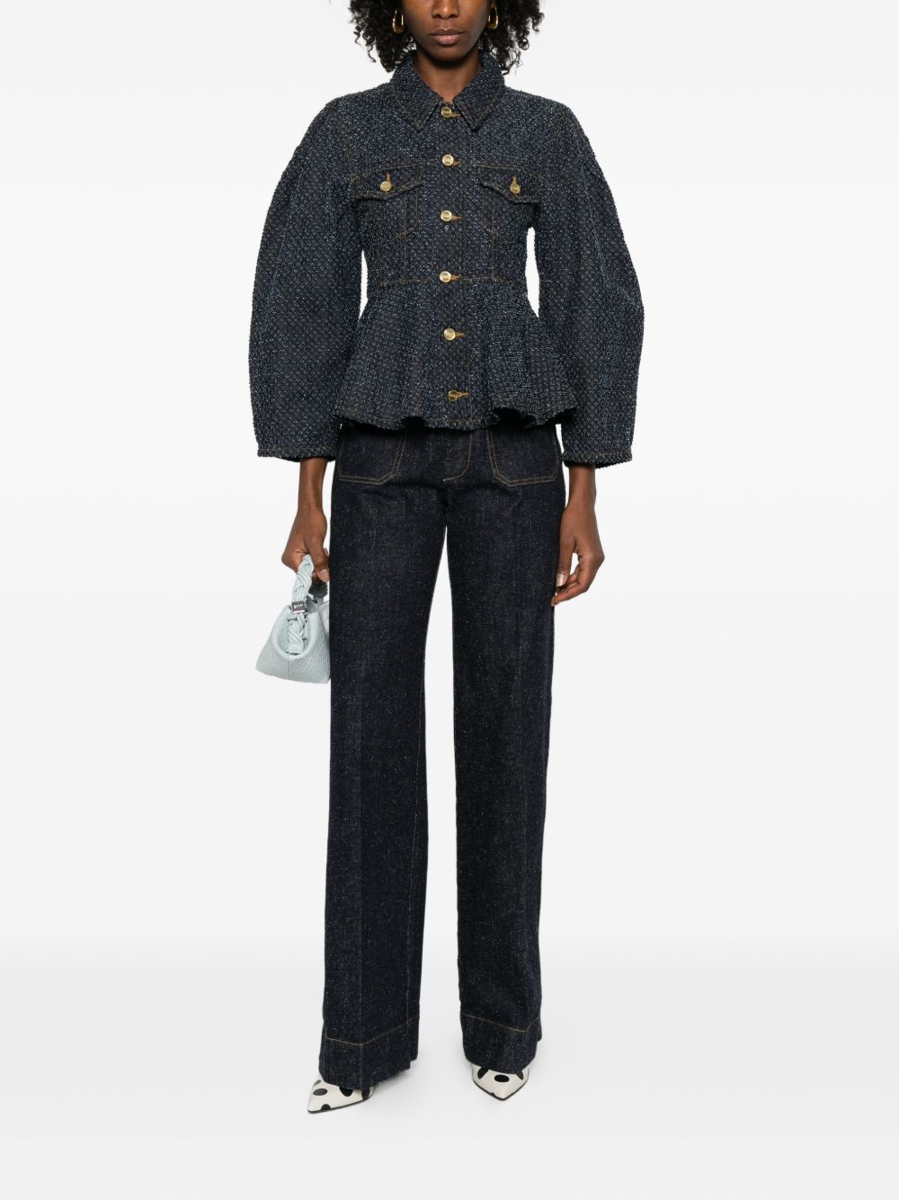 Ganni Denim Jacket Organic Cotton Blue