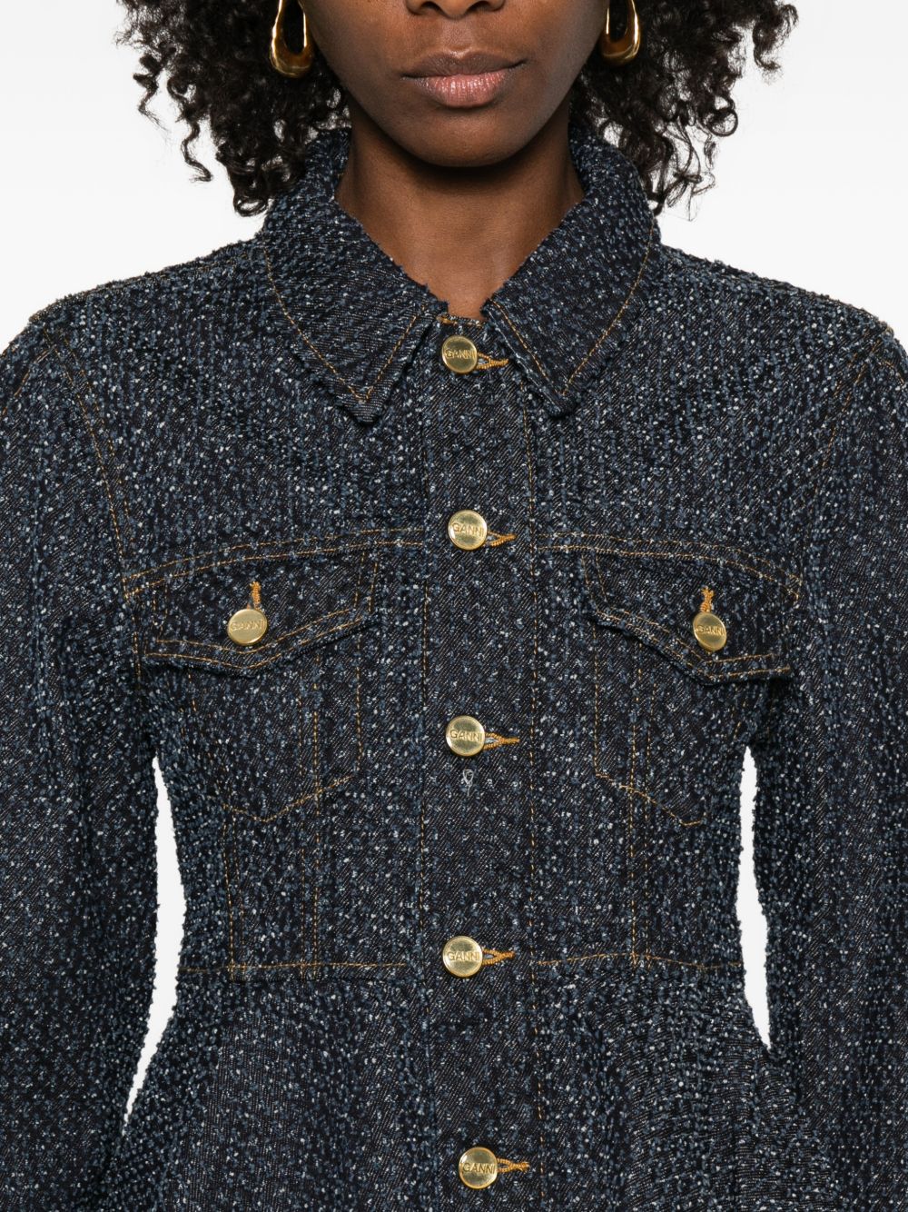 Ganni Denim Jacket Organic Cotton Blue