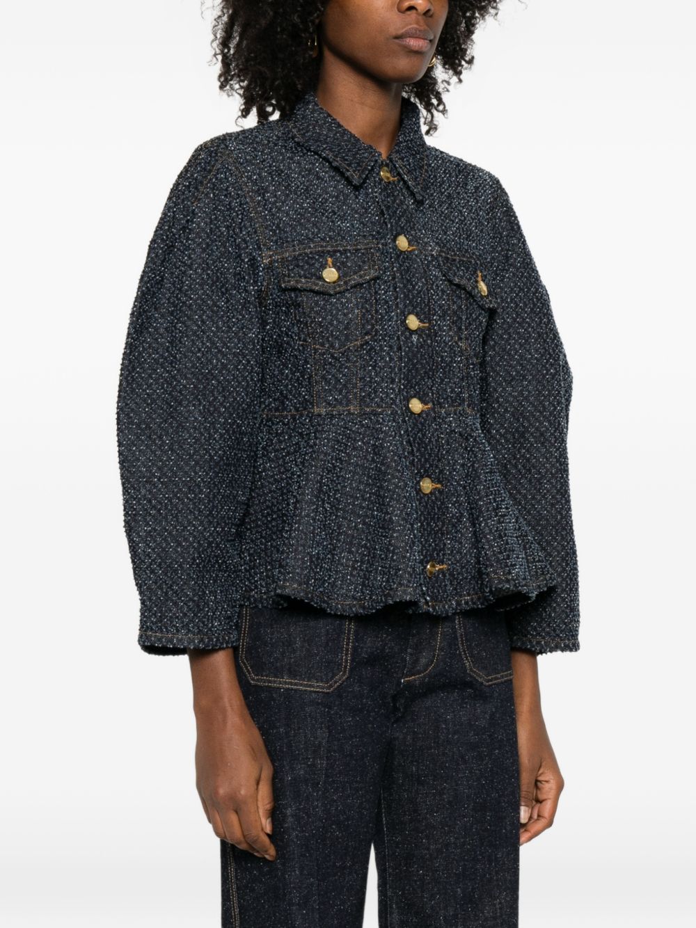 Ganni Denim Jacket Organic Cotton Blue